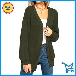 Oversized Cotton Cardigan with Pockets Button Down Fall Sweater